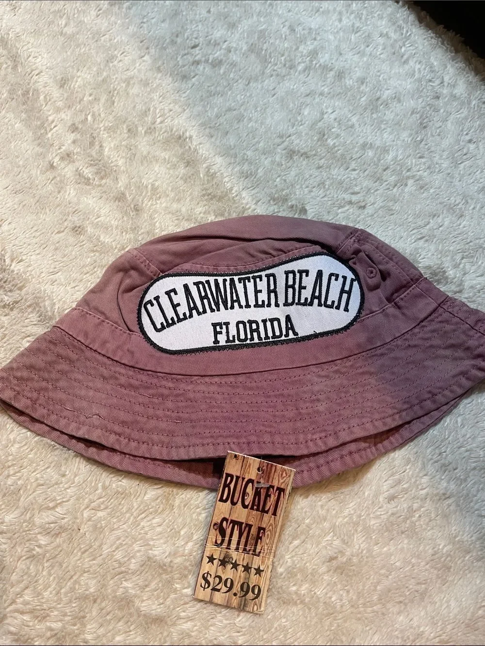 Clearwater Beach Florida Bucket Hat - Dusty Mauve NWT